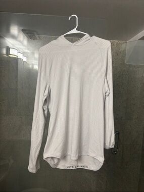 lululemon athletica Light Gray Striped Hooded Long Sleeve
